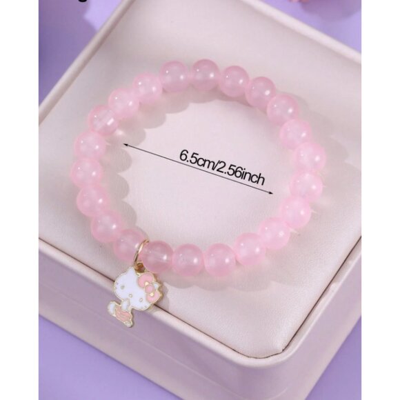 Hello Kitty Pink Crystal Beaded Bracelets –Charm Jewelry for Teens & Fan - Picture 2 of 2
